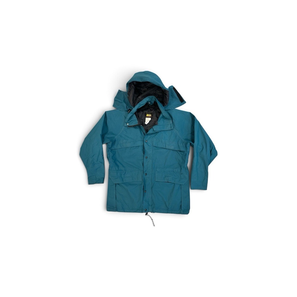 REI Gore-Tex Rain Jacket Teal Men Sz XL Windbreaker Hiking Waterproof Hooded VTG